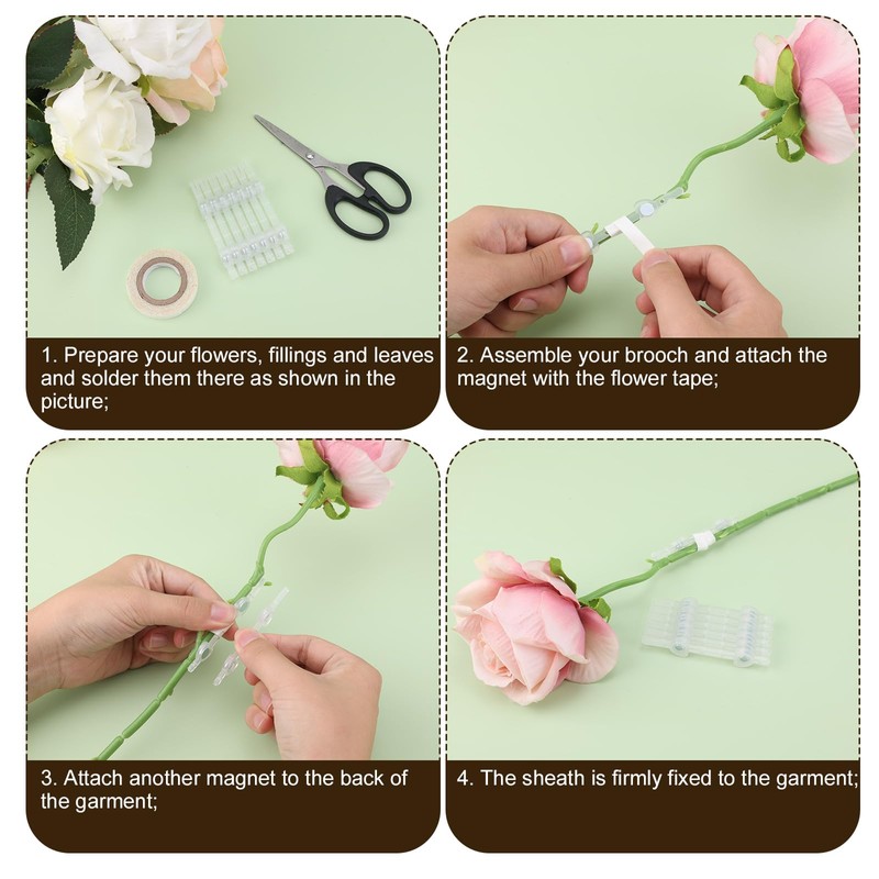 7 Pairs Clear Boutonniere Magnets, Transparent Floral Magnets Clips