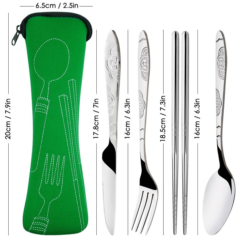 8 Pieces Flatware Sets Knife, Fork, Spoon, Chopsticks, SENHAI 2