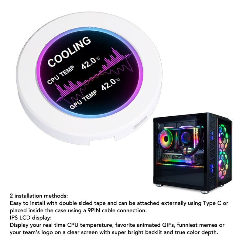 2.1in Round IPS LCD Display 360 Degree Rotation 480x480 Watercooler