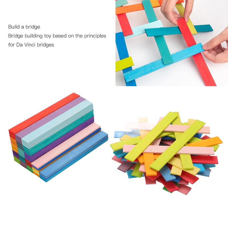 120pcs Wooden Building Blocks Colorful Bridge Building Stacking Toy Toddler