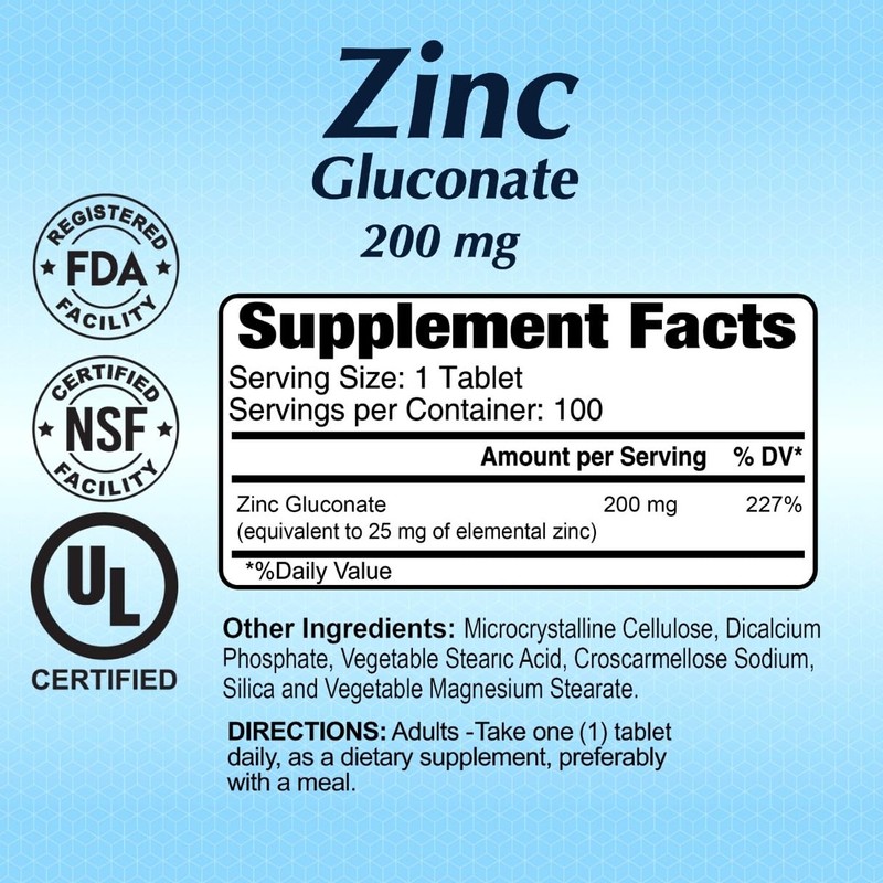 Zinc Gluconate 200 mg by Alfa Vitamins - Boost Immune
