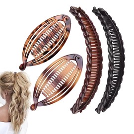 KEWUF 4 Pcs haarspangen damen, Flache Haarspangen, banana clip, bonnet, New Hair Clips, Einfach Elegante Entenschnabel Haarspange, Haarklammer für Mädchen Frauen Dickes Dünnes Haar