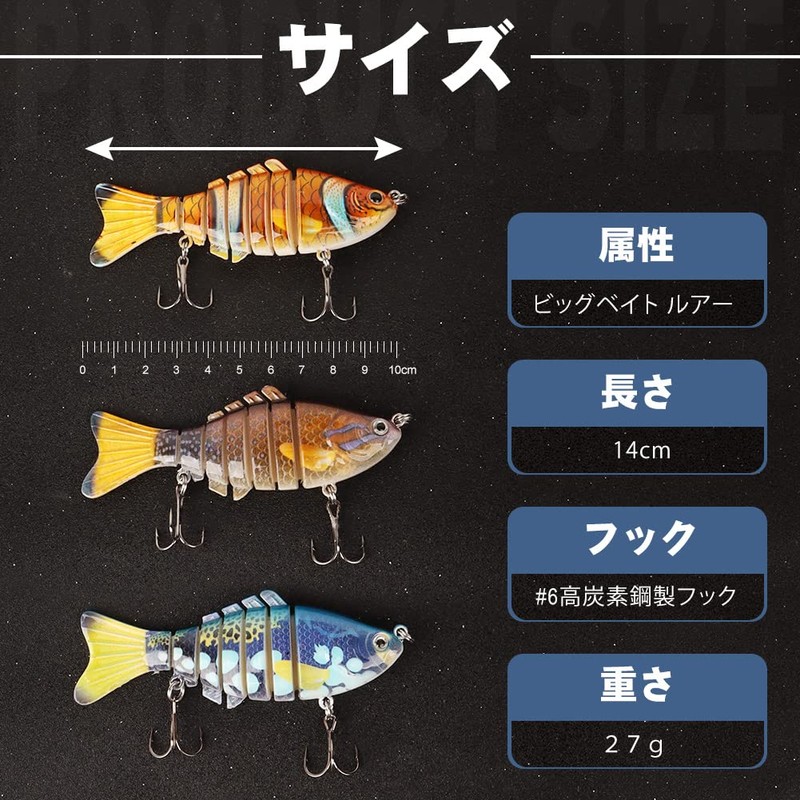 HappyLife (HS033-ADF) Big Bait Lure, Jig, Set of 3, Slow