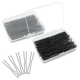 Pack of 200 U-shaped hair pins, 7 cm long with 2 storage boxes, bobby pins, metal hair pins for duttons, no slipping for women, girls, hair styling (black)