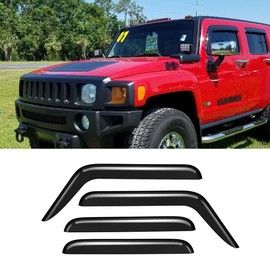 Ratzsdala 94329 External Durable Side Window Rain Guards, 4pcs Tape On Waterproof Replacement Wind Deflector, Window Visors fit for 2003-2009 Hummer H2