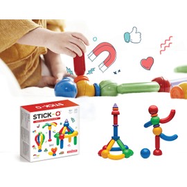 Stick-O Magnetic Building Blocks for Children from 1 Years, Creative Construction Toy, Educational Toy with Magnet, 36 Models for Girls and Boys, Montessori Toy, 30 Pieces Set