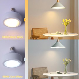 Jizmeyn E12 Base Battery Operated Light Bulb with Remote, 2 Pack 3 AAA Battery Powered LED Light Bulbs, Dimmable Screw in Puck Light with Timer for No Hardwired No Electricity Light Fixture