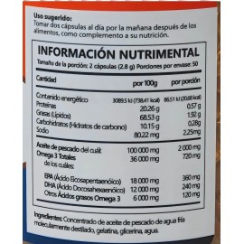 Omega 3 Aceite De Pescado 100 Caps Sabor Neutro