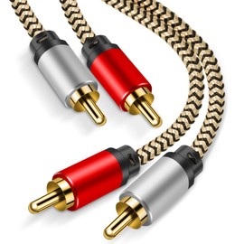2RCA to 2RCA Cable 6ft, Hanprmee Gold-Plated [Copper Shell] [Heavy Duty] Nylon Braid 2 RCA Male to 2 RCA Male Jack Stereo Audio Cable, RCA Cable (6Ft/2M)