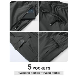 TBMPOY Men's Lightweight Hiking Travel Pants Cargo Pockets Quick Dry Stretch Water Resistant Fishing Outdoor Work with 5 Pockets (Dark Grey,L)