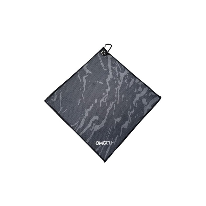 OMGolf, Golf Towel Microfiber with Retractable Carabiner Reel, Steel Wire,