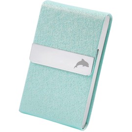 Xsimant Business Card Holder, No Fold Corners, Vertical Business Card Case, Pattern, Magnetic, 1 Second Opening, Women's, Men's, Business, Celestial Waterway Dolphin