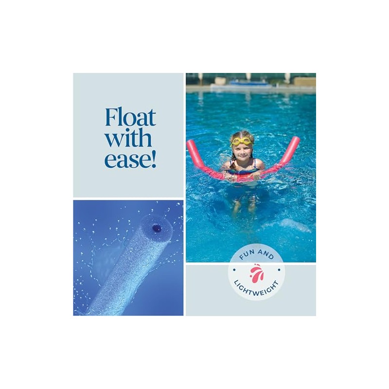 Play22 Pool Noodles Foam 6 Pack - Soft Large Red