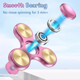 Coolden Fidget Spinner Metal Fidget Toys EDC Hand Spinner High Quality Anxiety Anti Stress Relief Focus Toy Gift for Children Adults Stainless Steel Quiet Finger Spinner for Office School Pink