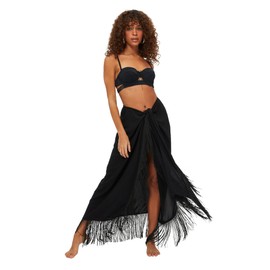 TRENDYOL Damen Quaste Viscose Sarong Rock Skirt, Schwarz, 42 EU