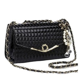 T.Y.ryanryan Women's Shoulder Bag, Cross-body Shaped, Smaller, Mini Bag, Chain, PU Leather, Black
