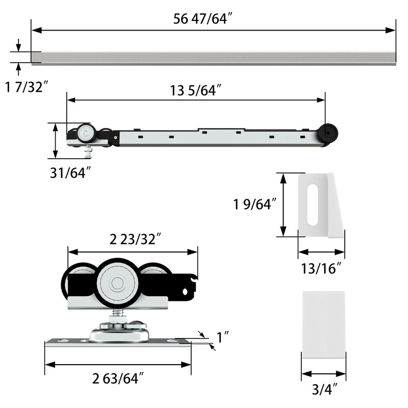 JUBEST 8FT Commercial Grade Pocket Door Hardware and Track Set