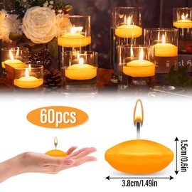 HA BIN 60 Stück Orange Schwimmkerzen, 3.8 cm Schwimmkerzen, für Hochzeiten, romantische Nächte, Junggesellinnenabschiede, Dekorationen (Orange)