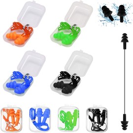 Tapones Oidos para Natación,Tapón Auditivo con Cable, Reutilizables 8 Pares tapones de oídos para dormir, reducir el ruido, flexibles y cómodos, impermeables para nadar, descanso y viajes