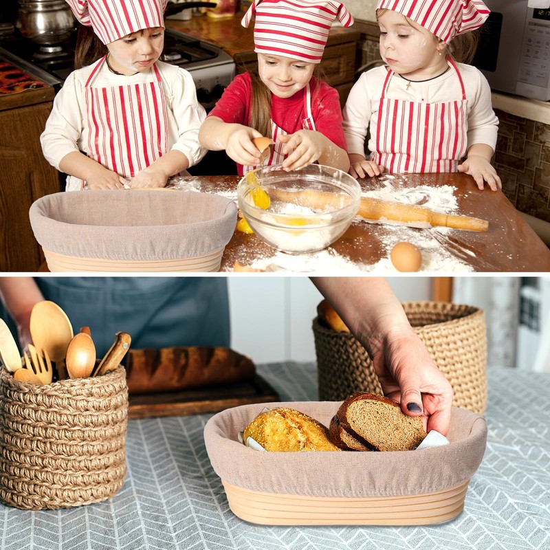 Gejoy 12 Set Bread Proofing Baskets Oval Shaped Banneton Dough