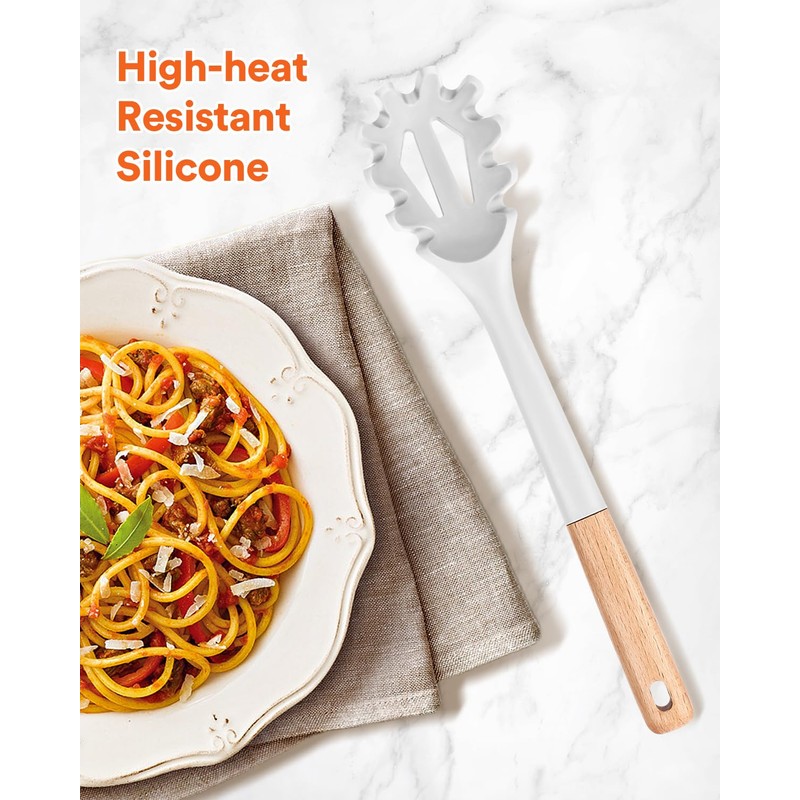 Silicone Pasta Fork, Kitchen Heat Resistant Noodle Spoon Server, BPA