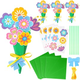 Fullhawl 36 Sets Flower Bouquet Craft Kit DIY Spring Flower Bouquet Crafts Make Your Own Spring Foral for DIY Gifts Fun Activities School Home Wedding Birthday Party Supplies(Flower)