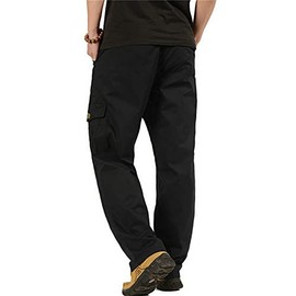 Sweatpant for Men Full Elastic Waist Pull-On Cargo Pants Lightweight Casual Trousers Workwear Black XL(US 30)