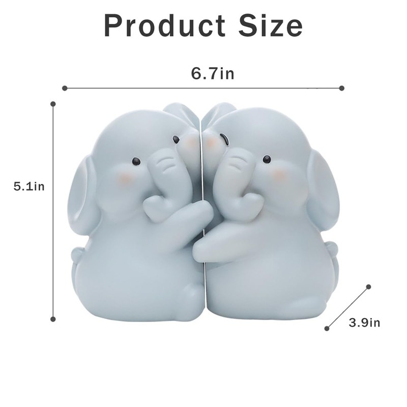 Decorative Elephant Book Ends, Resin Elephant Book Ends for Shelves,