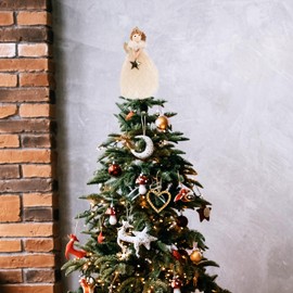 BESPORTBLE Small Angel Tree Topper: Plush Angel Christmas Tree Topper, Fairy Tree Topper Wedding Figurine, Decorative Xmas Tree Star Holiday Party Home Decor
