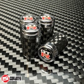PRO SPEC IMPORTS - Carbon Fibre Valve stem caps for GTR Skyline, R35, R34, R33, R32 GT-R, Wheel, tire, Gift