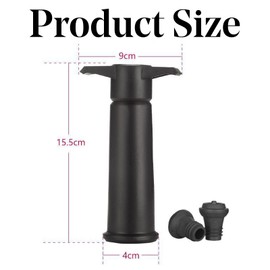 Wine Saver Pump Black with Vacuum Wine Stopper - Keep Your Wine Fresh for up to 10 Days - 1 Pump 2 Stoppers - Reusable