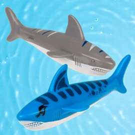 MIJOMA Tauchspielzeug Hai 2er-Set – Gleitspielzeug für Pool & Badewanne, bis 6 m Reichweite – Taucherlebnis für Kinder – Wasser-Spielzeug in Blau & Grau