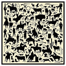Wyoming Traders Men's Ivory Cowboy Silhouettes Wild Rag Ivory
