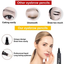 2PCS Black Eyebrow Pencil Microblading Eyebrow Pen - Easily Draw Natural Eyebrows