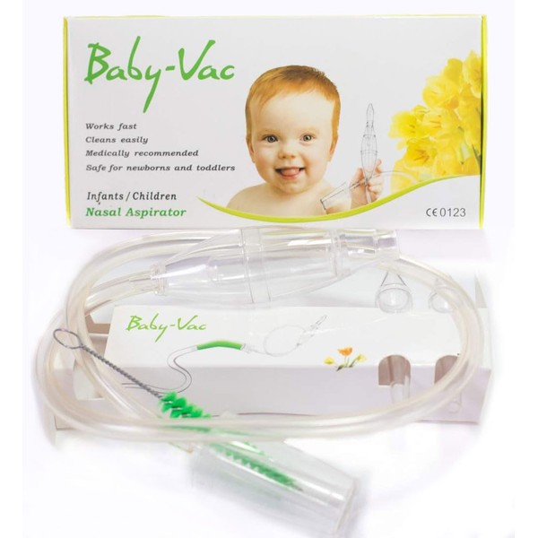 BABY-VAC Clinically Tested Baby Nasal Aspirator - Vacuum-Powered Nose Sucker with Suction Head & Cleaning Brush for Safe and Gentle Relief