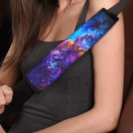 TSVAGA Pack of 2 Seat Belt Pads Universal Fit Blue Galaxy Design Compatible with Adults Youth Kids Car,Truck, SUV, Airplane,Carmera Backpack Straps Super Soft Comfortable Seatbelt Shoulder Pad