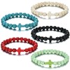 Softones 8mm Beads Cross Bracelets for Women Men Natural Stone