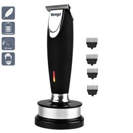 Venga! Beard Trimmer for Men Quick Charge USB Precision Trimming Vintage Wireless Black/Silver VG HC 3000