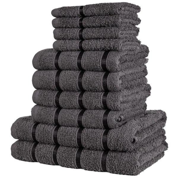 A2Z Luxurious 10 Piece Towel Bale Set 2x Bath Towels (66x118cm) 4x Soft and Absorbent Hand Towels (51x81cm) and 4x Cozy Face Towels (30x30cm) 500 GSM 100% Cotton Towels