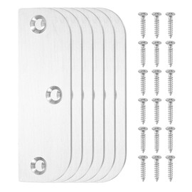 sourcing map 6 Pack Hinge Filler Plates, 3.5 Inch with 5/8 Inch Stainless Steel Door Edge Hole Filler Plate Deadbolt Cover Plate with Screws, for Change The Types of Your Doors, Silver