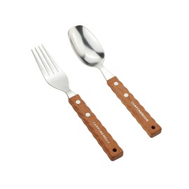 Campingmoon Camping Stainless Steel Spork Spoon Set with Solid Wood Handle Travel Cutlery Camping Utensil Fork for Hiking Backpacking