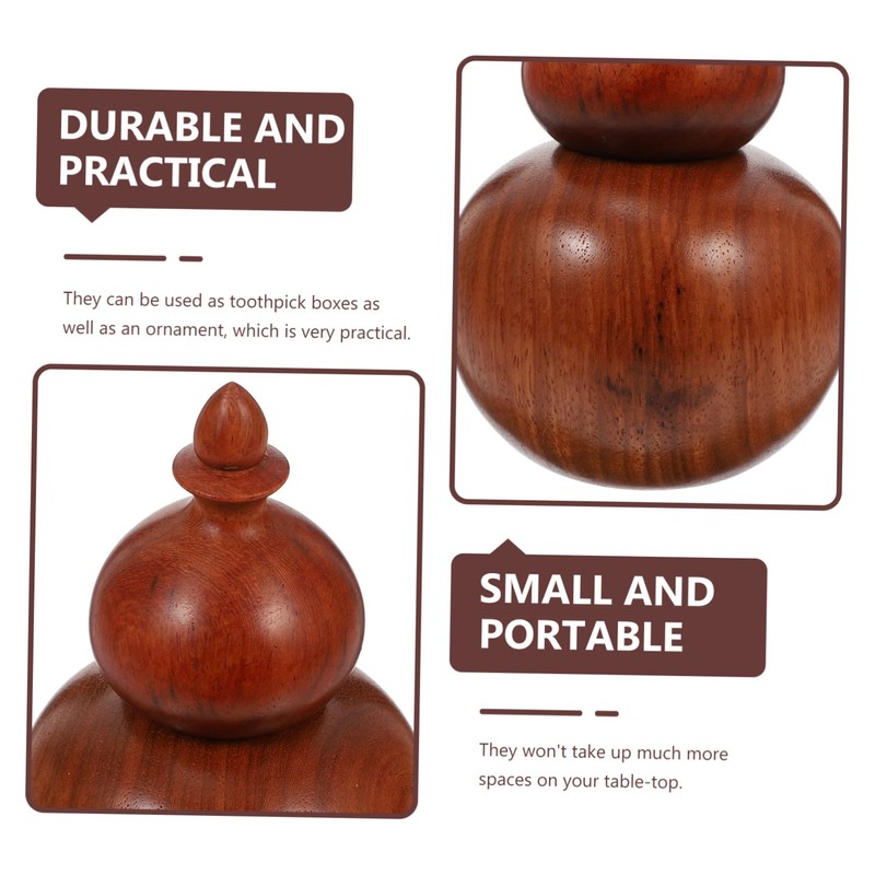 CIYODO Gourd-shaped Creative Toothpick Holder No-wax Wooden Toothpick Dispenser for