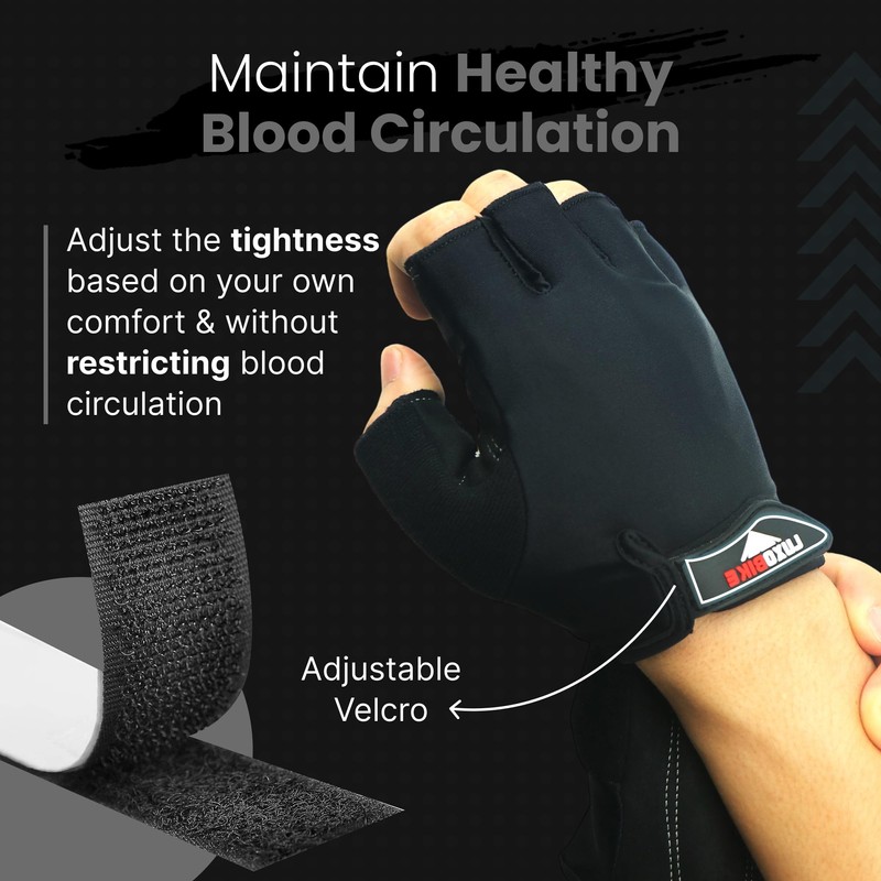 LuxoBike Cycling Gloves (Pure Black - Half Finger, Small)