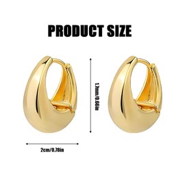 2 Pairs Thick Hoop Earrings Gold Silver Small Women's Golden Earrings Gold-Plated Chunky Hoops Gold Silver Gift for Women Girlfriend Mum Girls, Silver