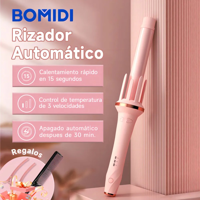 Rizador Automático De Cabello Rosado Bomidi Hc02, Cerámica, 2 Modos
