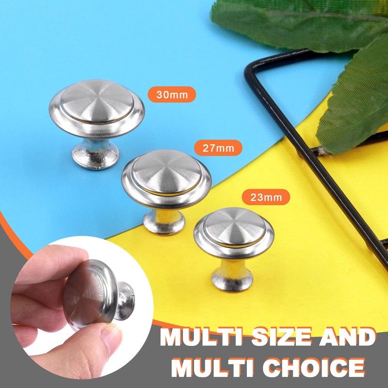 Tanstic 30 Pack 1.06 Inch Silver Round Kitchen Cabinet Knobs