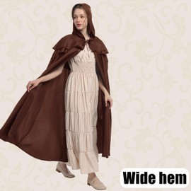 Regenboog Renaissance Hooded Cloak for Women Men,Adult Medieval Cape,Brown Vintage Viking Cloak,67inch/170cm
