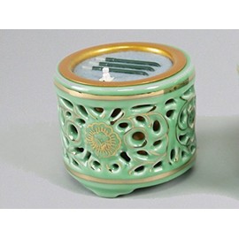 Safe Electronic Incense Sticks, No Fire, LED Electronic Incense, Sun Yasuragi, Lying Incense, Openwork Incense Burner, Includes Difference, 2.5 inches (East)