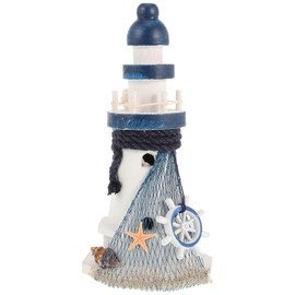 Beavorty Mini Lighthouse Figurine Decor: Wooden Miniature Lighthouse Decor Ornaments Nautical Theme Lighthouse Miniature Landscaping Decorations