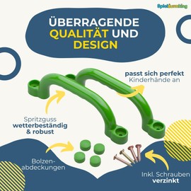 Spielturmking® Play Tower Handles, Weatherproof Safety Handles with Recessed Grips, Robust Handles, Play Tower, Climbing Handles for Children, Indoor and Outdoor (Green, Pack of 2)